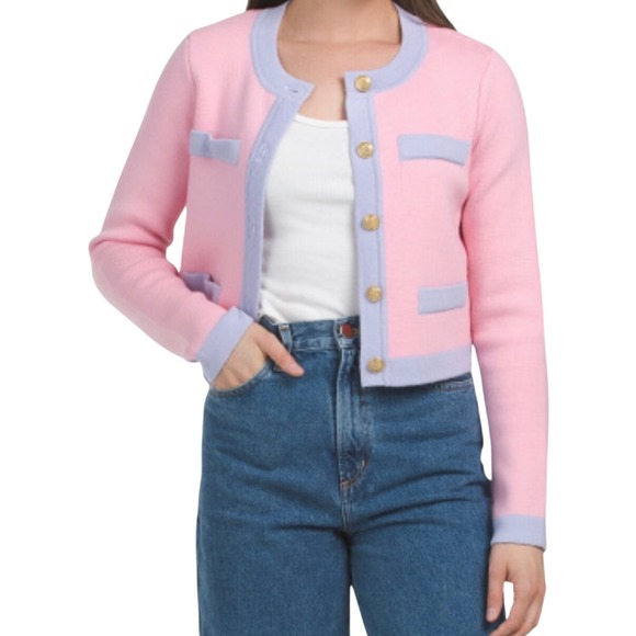 LoveShackFancy Sweaters - LoveShackFancy Elif Cardigan Sweater Pink Lavender 100% Wool Gold Button Women M